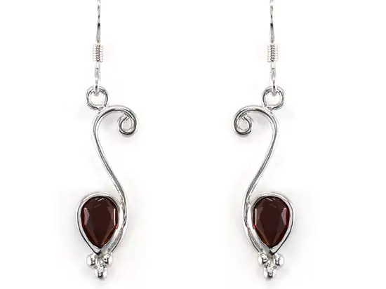 1.5 Carat Genuine Dark Red Garnet Dangle Earrings - Image 2