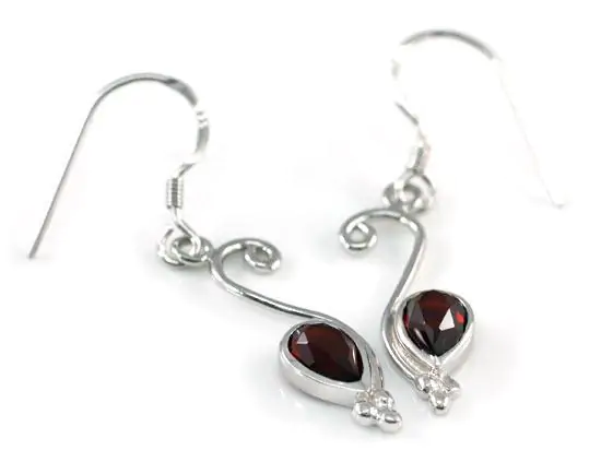 1.5 Carat Genuine Dark Red Garnet Dangle Earrings - Image 3