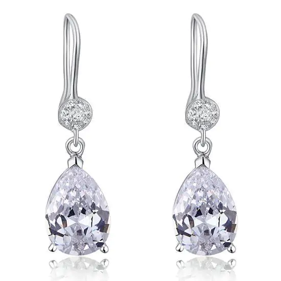 Pear Cut Created Diamond Dangle Earrings - Image 3
