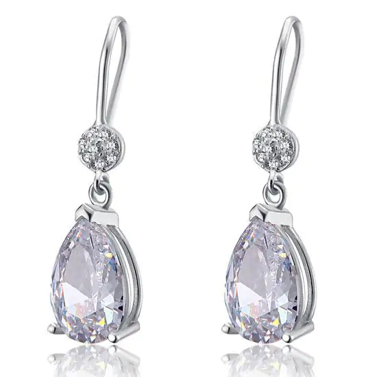 Pear Cut Created Diamond Dangle Earrings - Image 4