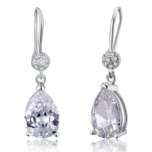 Pear Cut Created Diamond Dangle Earrings