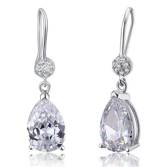 Pear Cut Created Diamond Dangle Earrings