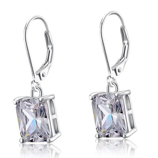 Emerald Cut Created Diamond Dangle Earrings - Image 4