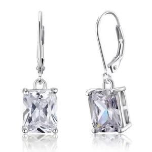 Emerald Cut Created Diamond Dangle Earrings