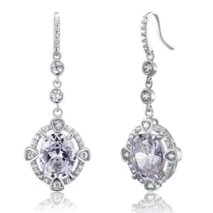 5 Carat Oval Dangle Sterling Silver Earrings