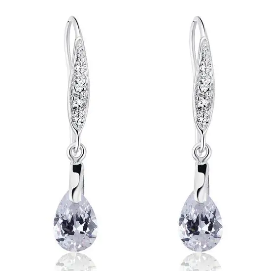 2 Carat Pear Cut Created Diamond Dangle Earrings - Image 3