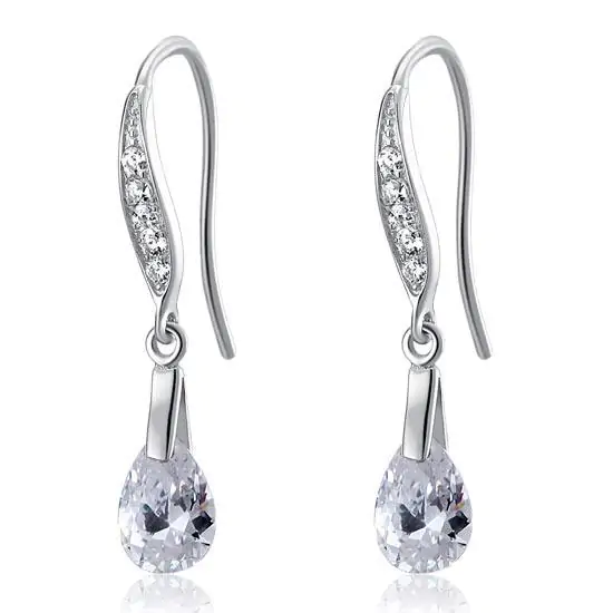 2 Carat Pear Cut Created Diamond Dangle Earrings - Image 4