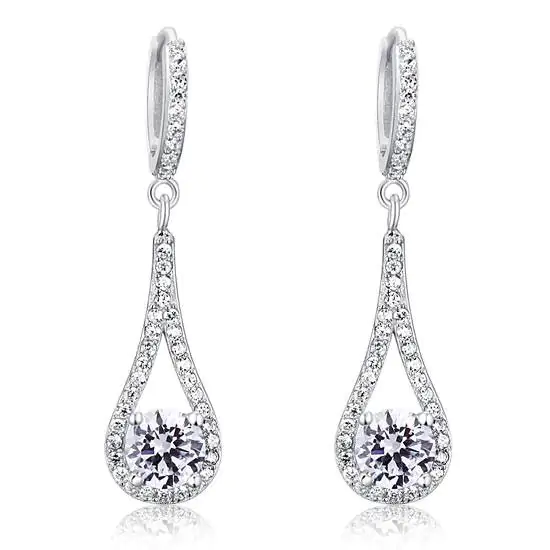 1 Carat Round Cut Dangle Earrings
