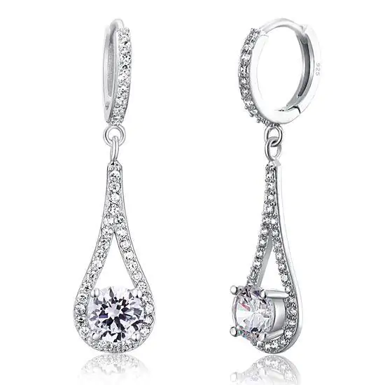 1 Carat Round Cut Dangle Earrings - Image 3