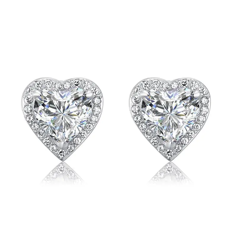 3 Carat Created Diamond Heart Stud Earrings - Image 2