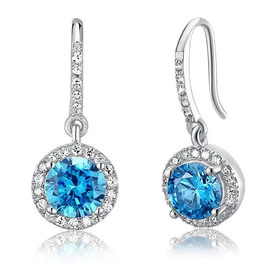 1.5 Carat Created Blue Topaz Dangle Earrings