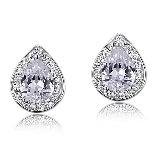 1 Carat Pear Cut Created Diamond Stud Earrings - Image 2