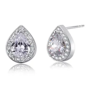 1 Carat Pear Cut Created Diamond Stud Earrings