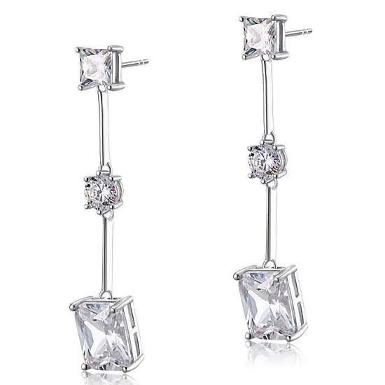 Emerald Cut Created Diamond Dangle Earrings - Image 3