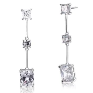 Emerald Cut Created Diamond Dangle Earrings