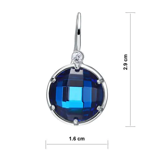 Navy Blue Created Topaz Dangle Earrings - Image 2