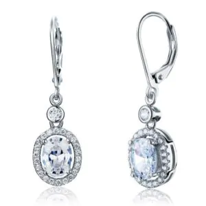 1.5 Carat Oval Cut Created Diamond Dangle Earrings