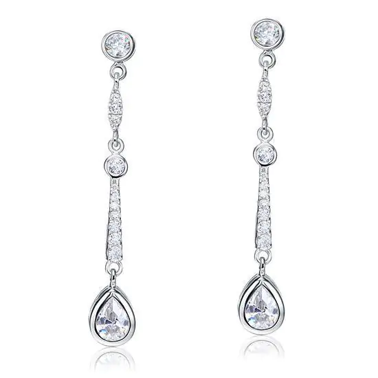 Pear Cut Created Diamond Dangle Earrings - Image 3