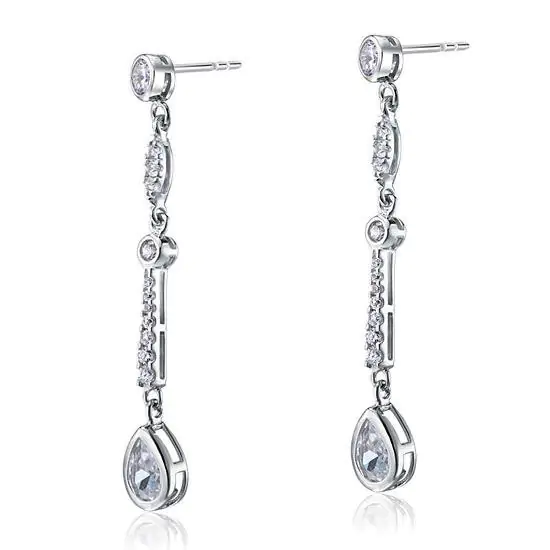 Pear Cut Created Diamond Dangle Earrings - Image 5