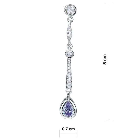 Purple Created Sapphire Dangle Earrings - Image 4