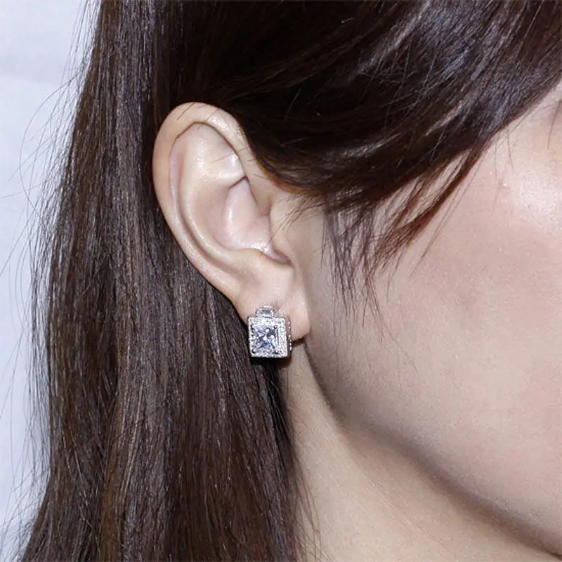 2 Carat Created Diamond Vintage Style Stud Earrings - Image 2