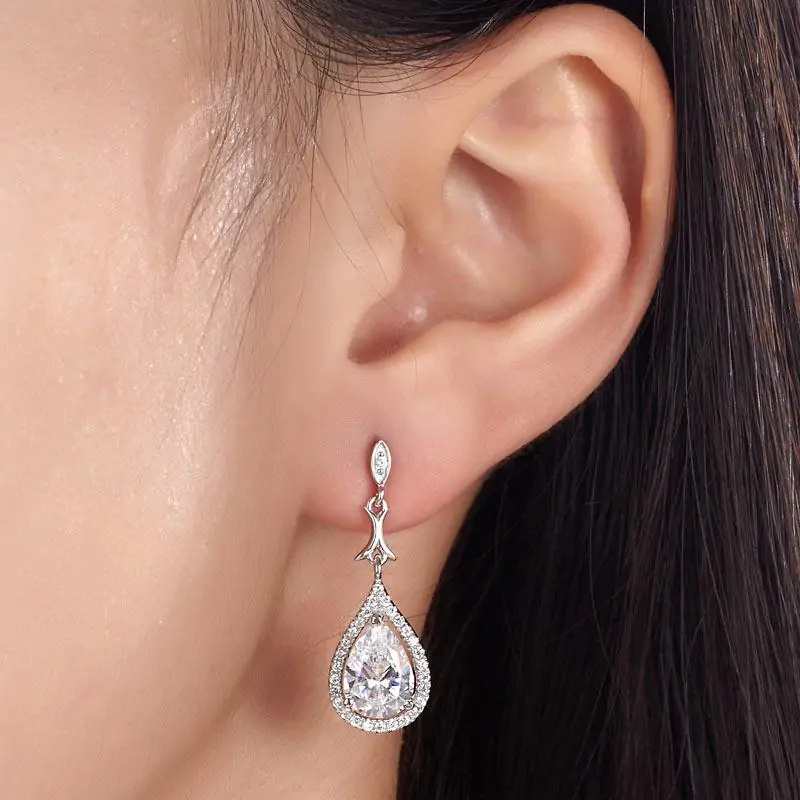 Pear Cut Created Diamond Vintage Dangle - Image 2