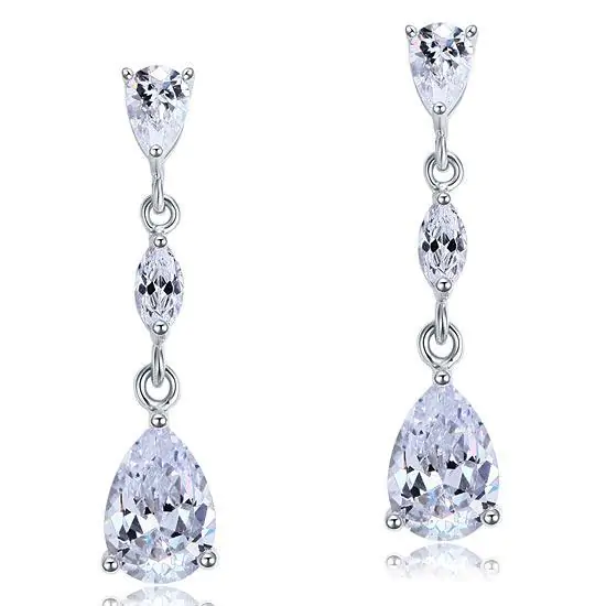 2 Carat Pear Cut Created Diamond Dangle Drop Earrings - Image 3