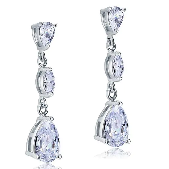 2 Carat Pear Cut Created Diamond Dangle Drop Earrings - Image 4