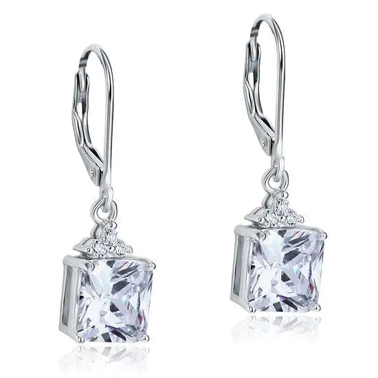 2 Carat Princess Cut Created Diamond Dangle Drop Earrings - Image 3