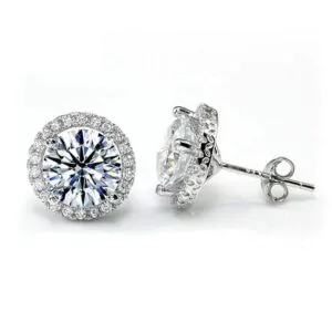 2 Carat Round Cut Created Diamond Halo Stud Earrings