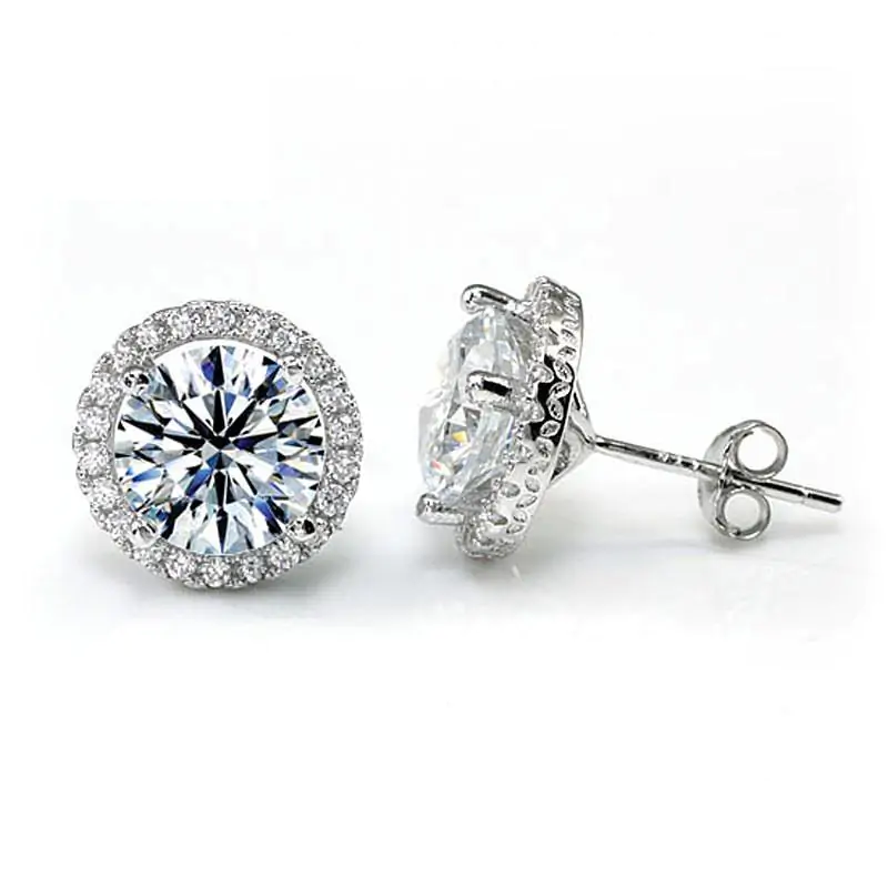 2 Carat Round Cut Created Diamond Halo Stud Earrings