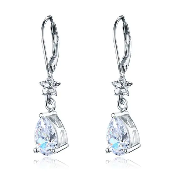 2 Carat Sterling Silver Dangle Earrings - Image 4
