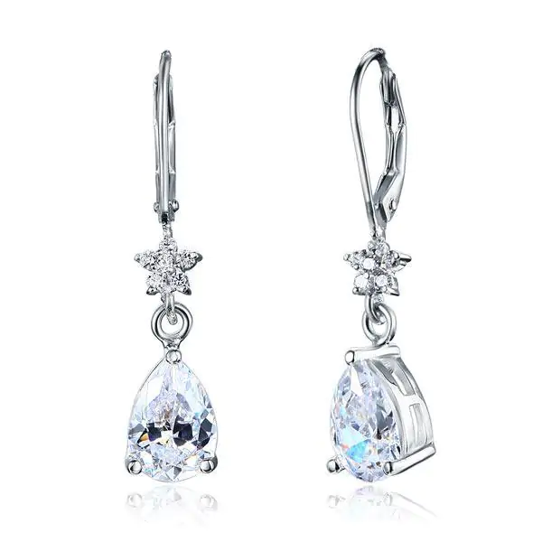 2 Carat Sterling Silver Dangle Earrings