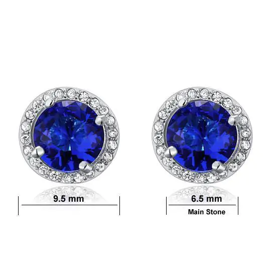 Navy Blue Created Sapphire Stud Earrings - Image 4