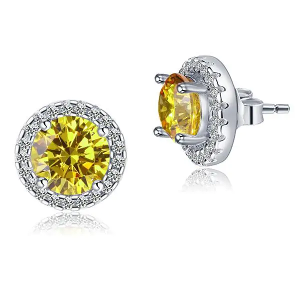 2.5 Carat Round Fancy Yellow Halo (Removable) Stud Earrings - Image 3