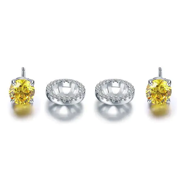 2.5 Carat Round Fancy Yellow Halo (Removable) Stud Earrings - Image 4