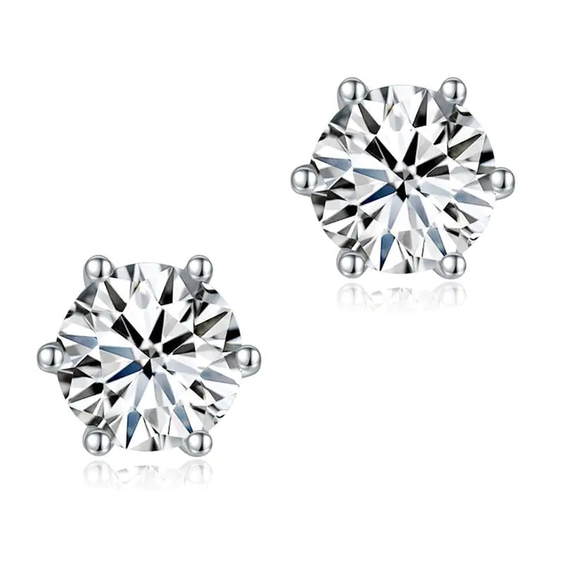 1 Carat Moissanite Diamond 6 Claws Stud Earrings - Image 2