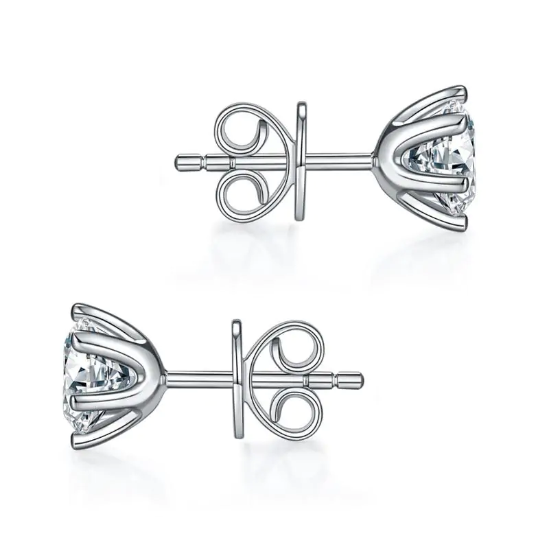 1 Carat Moissanite Diamond 6 Claws Stud Earrings - Image 3