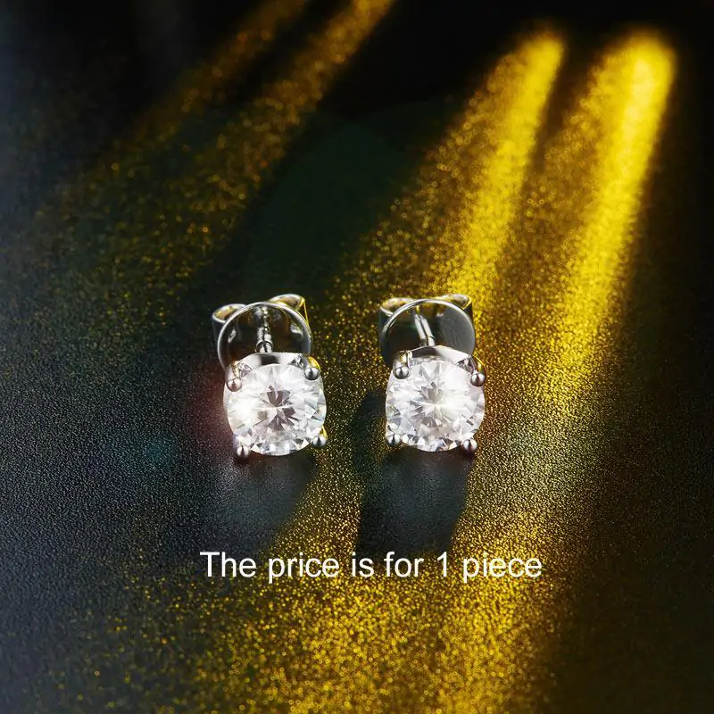 1 Carat Moissanite Diamond Men's Earrings (1 Piece) - Image 3