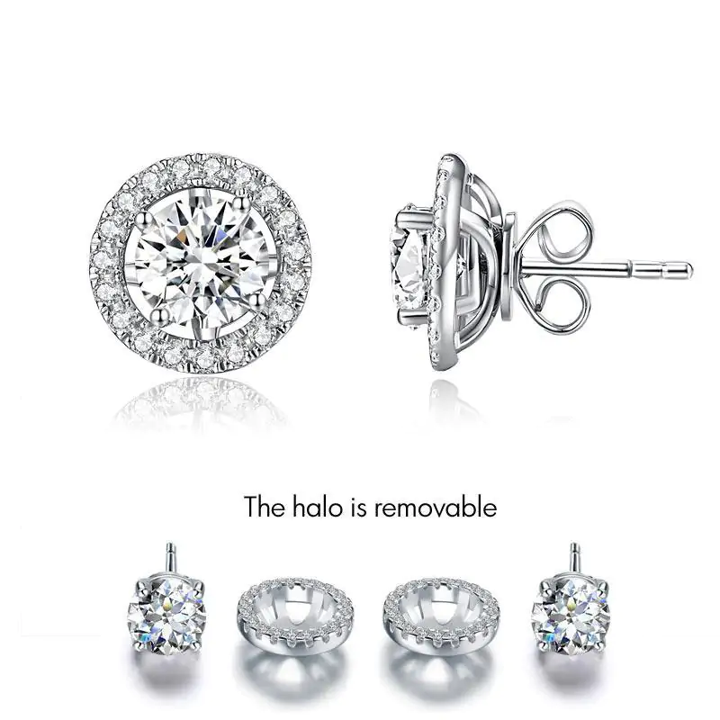 1 Carat Moissanite Diamond 4 Claws Stud Earrings