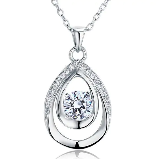 1 Carat Round Cut Silver Pendant Necklace Jewelry
