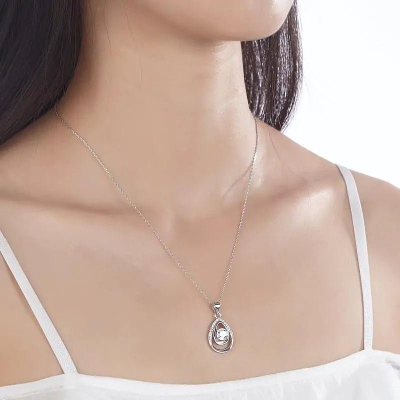 1 Carat Round Cut Silver Pendant Necklace Jewelry - Image 4