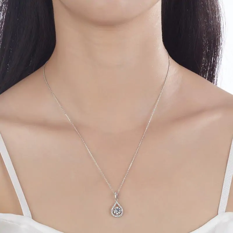 1 Carat Round Cut Created Diamond Pendant Necklace - Image 2