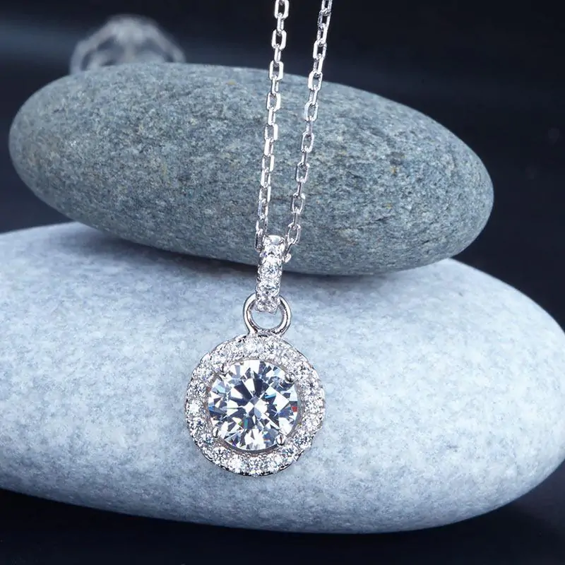 1 Carat Round Cut Created Diamond Pendant Necklace - Image 4
