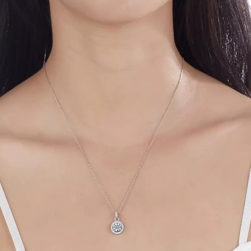 1 Carat Round Cut Created Diamond Pendant Necklace - Image 5