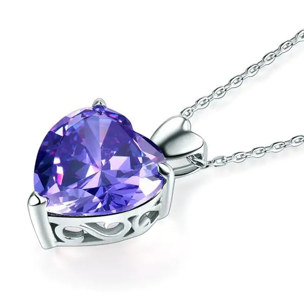 Heart Pendant Necklace 5 Carat Purple - Image 2