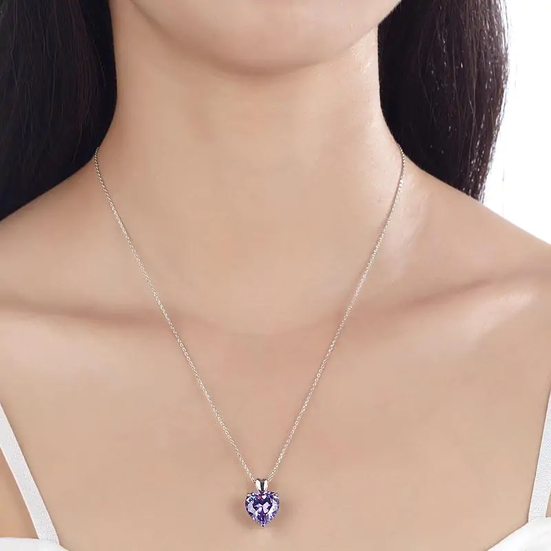 Heart Pendant Necklace 5 Carat Purple - Image 3