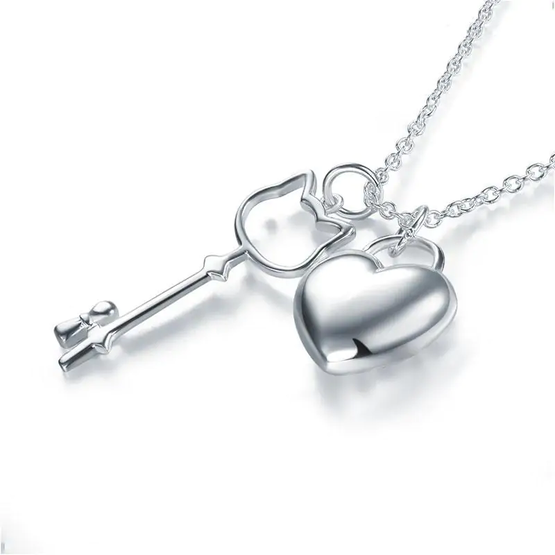 Kids Heart Key Pendant Necklace - Image 2
