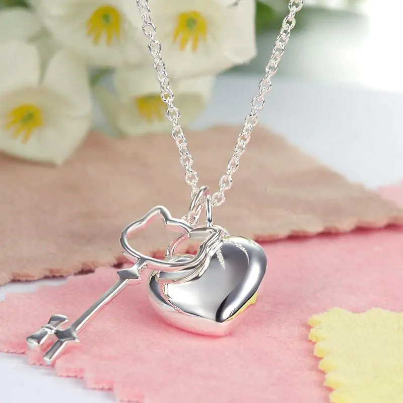Kids Heart Key Pendant Necklace - Image 3
