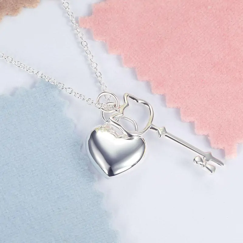 Kids Heart Key Pendant Necklace - Image 4